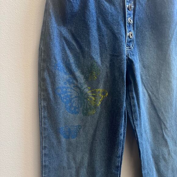 Vintage Y2K Joy Jeans Butterfly Artzy Wide Leg High Waisted Boho Women's 24x31 - Picture 4 of 10
